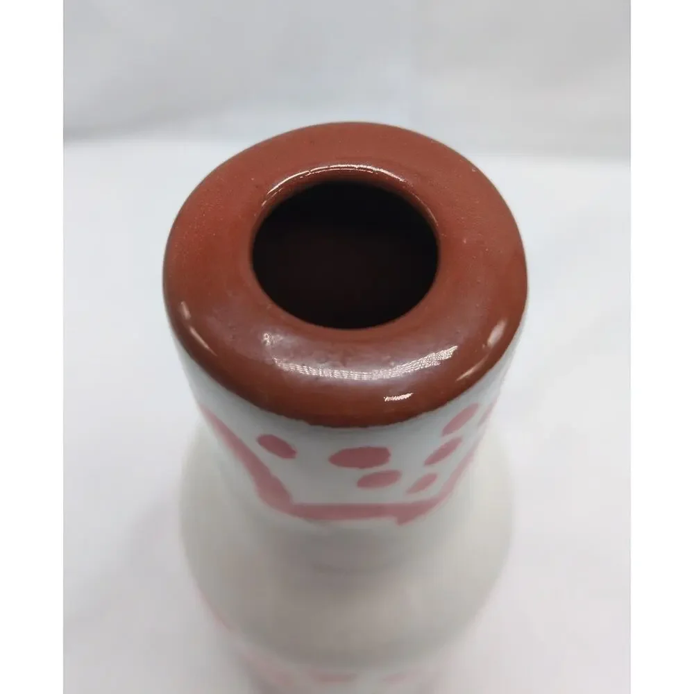 Pier 1 Hand Painted Terracotta Vase 8in Floral Geometric Boho Decor Ceramic